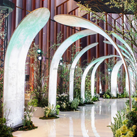 Arco de tela translúcida con iluminación LED ZKAI, túnel curvo, camino de boda, telón de fondo, soporte luminoso grande para banquete de boda
