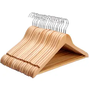 Wood Solid Wood Clothes Hangers Wooden Coat Hangers Natural PE Shenzhen Carton Iron Multifunction Single Clothing Organizer 2PCS