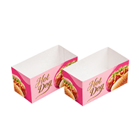 Boîte à hot-dogs personnalisée, emballage en papier recyclable, résistant à la graisse, boîte alimentaire jetable pour la restauration