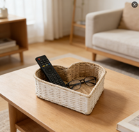 Panier de rangement multifonctionnel en corde de papier tressée en forme de cœur, avec poignée, écologique, de haute qualité, pour l'organisation moderne de la maison et des jouets