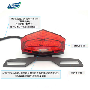 Scooter eléctrico D195 con soporte de hierro en la parte trasera, luz de freno LED, luz trasera de motocicleta, luz de triciclo - Product Image 2