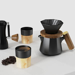 DHPO – Ensemble de cafetière portable en céramique moderne de 600 ml avec poignée en bois et couvercles – Cadeau de luxe - Product Image 5