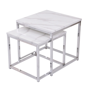 Set di Tavolini da Caffè Moderni in Offerta, Mobili di Alta Qualità per Soggiorno, Tavolo Quadrato in MDF Effetto Marmo - Product Image 6