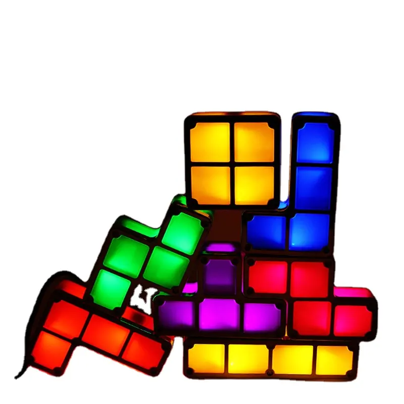 Светодиодный ночник игрушка 7 видов цветов пластиковые блоки индукции головоломки игры головоломки настольная лампа 3D стекируемые с подсветкой куб головоломка
