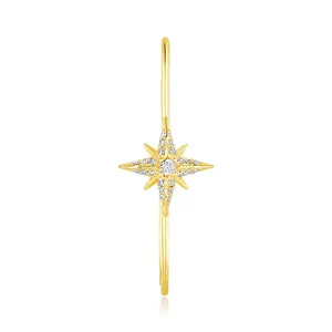 Gemnel 925 silver jewelry star clip-on earrings diamond hook star ear cuffs no pierced starburst earrings