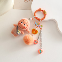 Porte-clés en peluche de dessin animé avec boule en fausse fourrure et design à longues jambes - Breloque de sac et ornement pour clés de voiture
