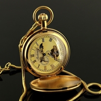 Montre de poche mécanique vintage pour homme, phase de lune, en cuivre véritable, à ressort nostalgique à l'ancienne