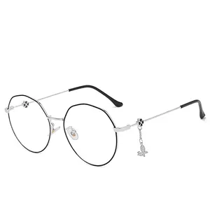 नई रेट्रो अनियमित चश्मा लटकन बड़े फ्रेम महिलाओं के साथ धातु चश्मा फ्रेम पुरुषों कंप्यूटर खेल विरोधी-Blu-रे चश्मा