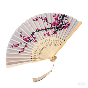 Éventail pliant, éventail de style chinois, style traditionnel féminin, éventail portable en bambou pour l'été, Hanfu, cheongsam, danse, éventail pliant en soie - Product Image 5