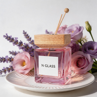 Ensemble de flacons vides pour diffuseur de parfum, aromathérapie, 500 ml, 200 ml, bouchon en bois ambré, anneau argenté