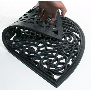 Tappetino per esterni semicerchio HMS 18 \ "X 30 \" in gomma nera con Design ananas - Product Image 5