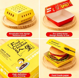 Boîte d'emballage pour hamburgers en carton blanc de qualité alimentaire, <span class=keywords><strong>promotion</strong></span> usine, logo personnalisé imprimé, pour <span class=keywords><strong>KFC</strong></span> - Product Image 3