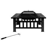 Table de foyer carrée multifonctionnelle d'extérieur, utilisable comme brasero, barbecue, seau à glace pour terrasse, jardin, bois et charbon de bois