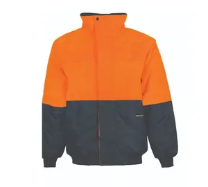 Mens Polyester Nylon Fully Seam Sealed with concealed zip front Dual Front Pockets Concealed Hood Twon Tone Work Bomber Jacket