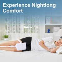 Oreiller de genou ergonomique en mousse à mémoire de forme en bambou avec sangle élastique double conception concave pour l'alignement de la colonne vertébrale Confort du sommeil (lavable)