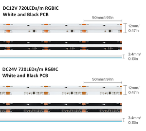Striscia <span class=keywords><strong>LED</strong></span> Digitale Flessibile BTF-Lighting FCOB SPI RGB IC, 720 <span class=keywords><strong>LED</strong></span> Indirizzabili WS2811, PCB Nero, Effetto Colore Sogno - Product Image 4