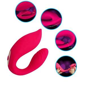 Usb-şarj edilebilir JRUI yetişkin kadın Unisex su geçirmez silikon ABS 40dBS masaj gürültü çift titreşimli 20 hızları uzaktan vibratör - Product Image 5