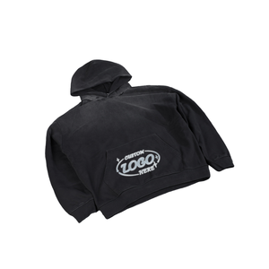 Sweat à capuche vintage noir délavé surdimensionné pour homme, style streetwear, effet usé - Product Image 4