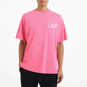 Organik temel büyük boy düz boş % 100% pamuk özel Logo ekran baskı Unisex Mock boyun Streetwear nefes 230Gsm T Shirt