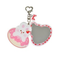 Porte-clés miroir de maquillage en acrylique personnalisé, motif dessin animé mignon, en plastique, pour filles