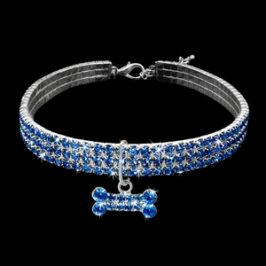 Collar elástico de 3 filas con diamantes de imitación de colores mezclados para mascotas, joyería para gatos y perros, accesorios para collares de perro con incrustaciones de diamantes y elástico. - Product Image 3