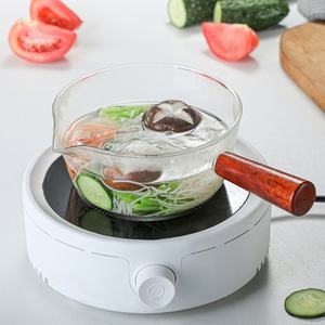 Olla de vidrio con mango de madera para leche, apta para fuego directo, olla doméstica con asa lateral para cocinar fideos instantáneos, olla de vidrio resistente al calor - Product Image 1