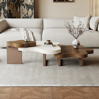 Nouvelle Table Basse de Salon de Designer Haut de Gamme Moderne et Créative en Bois, Forme Nuage Luxueuse