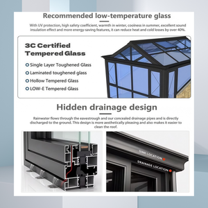 AAG Véranda extérieure moderne avec toit en verre double trempé Low-E et structure en alliage d'aluminium – Solution économique <span class=keywords><strong>pour</strong></span> chambre et villa - Product Image 4