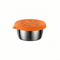 Gobelet à sauce en acier inoxydable 304 avec couvercle en silicone, récipient à condiments portable, bol à trempette anti-fuite pour barbecue, camping, extérieur