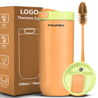 Mug isotherme FAYREN 500 ml avec couvercle à bouton-poussoir, anti-fuite, réutilisable, pour boissons chaudes et froides