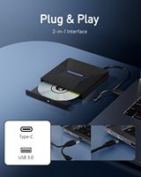 Lecteur de disques Blu-ray externe, USB 3.0 et Type-C, graveur de BD/DVD/CD, lecteur de disques Blu-ray pour ordinateur portable, bureau, Windows 11/10, Mac OS