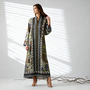 Abaya en polyester imprimée sur mesure, élégante et luxueuse, pour femmes musulmanes, robe de soirée, vente en gros, qualité supérieure - Product Image 2