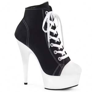 Bottes de pole dance en toile à plateforme haute de 15 cm / 6 pouces avec lacets sur le devant - Product Image 1