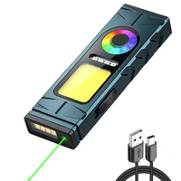 Senter EDC Baru Lampu Kuat COB Lampu Kerja Isi Ulang Laser Hijau Lampu Atmosfer RGB Lampu Klip Magnetik Luar Ruangan