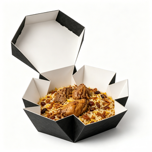 Caja de Almuerzo Desechable con Logotipo Personalizado, Contenedor Octagonal Plegable de Papel para Llevar, para Pollo Asado, Bukhari, Mandi, Arroz - Product Image 3