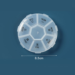 Organisateur de pilules hebdomadaire 7 jours, 7 compartiments, boîte à pilules ronde en plastique miniature - Étui de rangement portable <span class=keywords><strong>pour</strong></span> médicaments, étanche, <span class=keywords><strong>pour</strong></span> voyage - Product Image 4