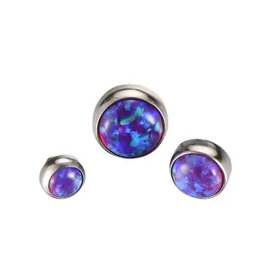 Astm f136 Titanium Internally Threaded Opal Dermal Anchor Tops Dermal Piercing Jewelry Titanium Wholesale