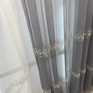 Sunny Textile Pearl Gauze Curtain For Bedroom Curtains For The Living Room Luxury Embroidery Sheer Curtains