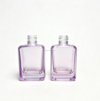 Nouvel emballage cosmétique de luxe givré, flacon de sérum violet carré plat à fond épais de 30 ml, flacon compte-gouttes en verre pour huile essentielle