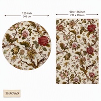 Nappe Vintage Rose Florale Crème à Imprimé Botanique, Housse de Table Ronde Longue pour Mariage Rustique en Jardin ou Banquet