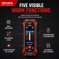 Détecteur mural NOYAFA NF-5109S, détecteur de montants, de métaux, de bois et de fils électriques, télémètre laser 50m