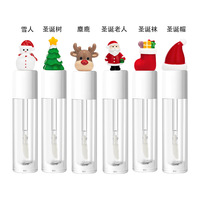 Tubes de brillant à lèvres de Noël 3 ml transparents vides en matériau AS, emballage de brillant à lèvres avec décoration de chapeau de Père Noël