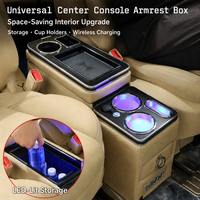 Boîte d'accoudoir centrale pour MPV 6 places compatible avec Toyota Noah Voxy Granvia Vellfire Land Cruiser, avec porte-gobelets et éclairage LED
