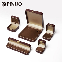 Coffret à bijoux PINUO en cuir PU marron, étui pour collier, bague, bracelet, boîtes à bijoux personnalisées avec logo, rangement pour mariage, cadeau