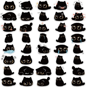 40 Pegatinas Decorativas de Vinilo con Diseño de Gato Negro de Anime, Resistentes al Agua y Ecológicas, para el Hogar, Equipaje y Laptop - Product Image 5