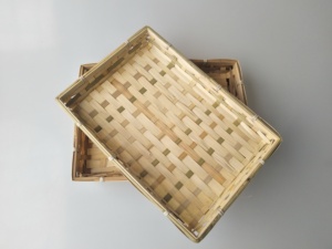 Handgemachter gewebter Brotkorb, kreativer Obst-Rattan-Picknick korb, rechteckiger Gemüse-Bambus korb - Product Image 6