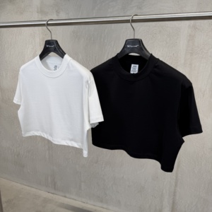 Crop top en coton lourd pour <span class=keywords><strong>femme</strong></span> avec logo personnalisé, <span class=keywords><strong>t</strong></span>-<span class=keywords><strong>shirt</strong></span> court à <span class=keywords><strong>col</strong></span> rond vintage à manches courtes, style streetwear Y2K, haute qualité - Product Image 2