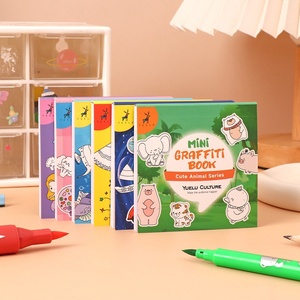 Libro <span class=keywords><strong>da</strong></span> <span class=keywords><strong>colorare</strong></span> in stile cartone animato, pratico e in formato mini, per bambini; Pagine adesive per disegno e apprendimento precoce; Acquerello - Product Image 1