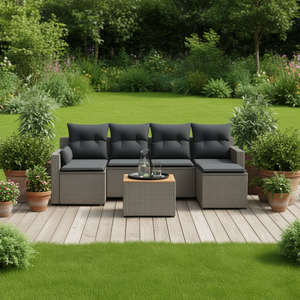 Ensemble de canapés de jardin en rotin moderne 4 places, mobilier d'extérieur au design contemporain, couleur grise, sièges durables pour patio - Product Image 2