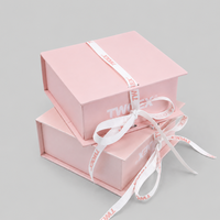 Boîte magnétique de luxe avec logo personnalisé, ruban et poignée, boîte rigide pour bijoux